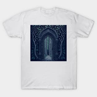 Arched door in a forest with trees. T-Shirt